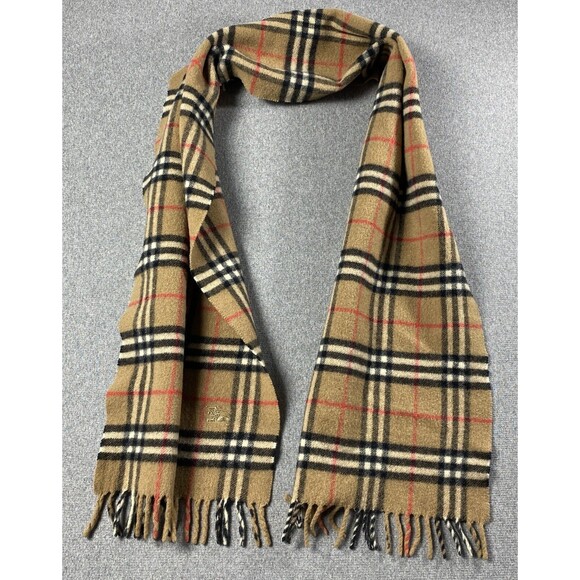 Vintage Burberry scarf  Beige  nova check 100% wool unisex 56”x10.5” - Picture 1 of 3